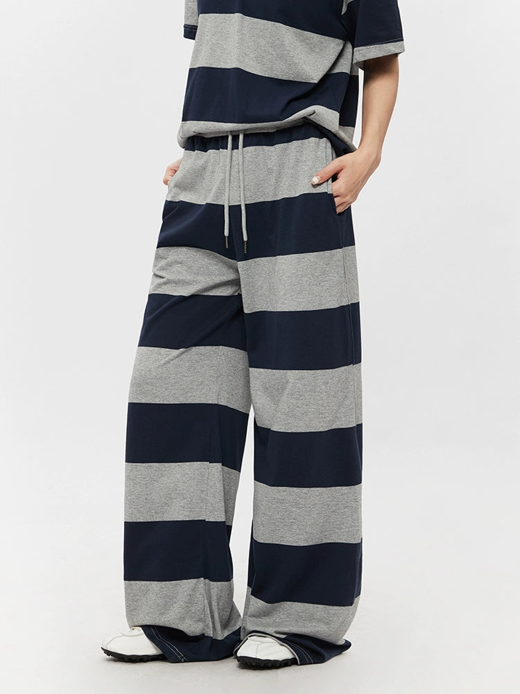 Wide-Leg Striped Casual Lounge Pants
