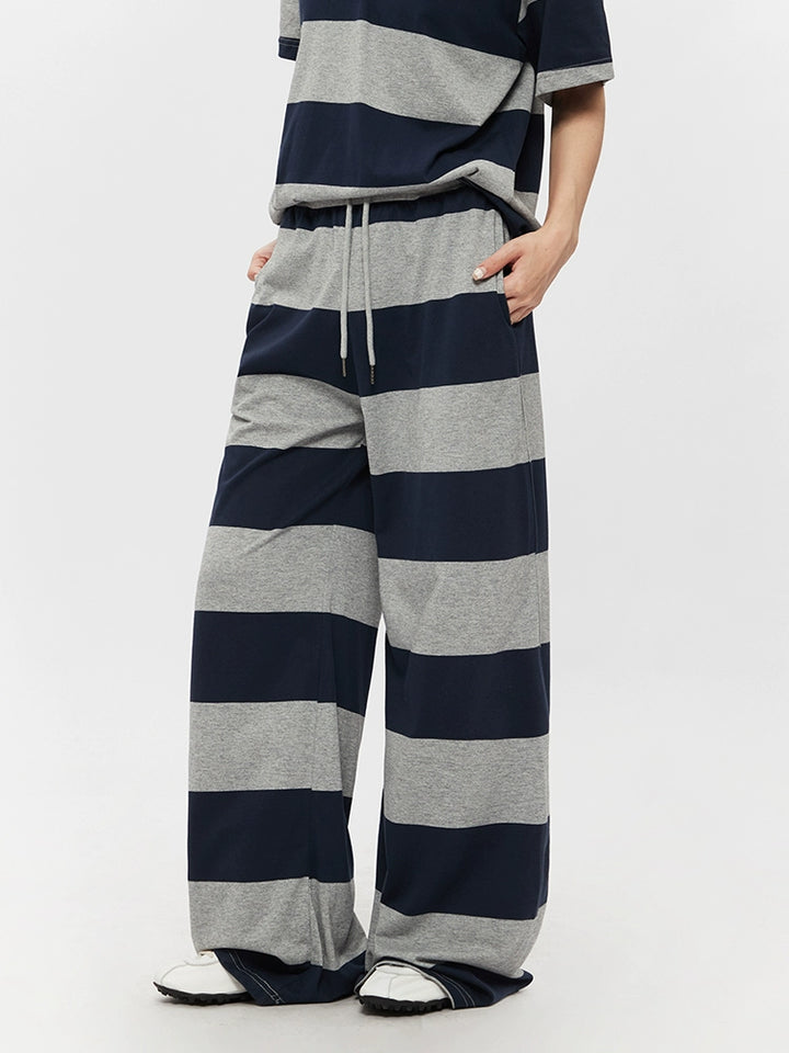 Wide-Leg Striped Casual Lounge Pants