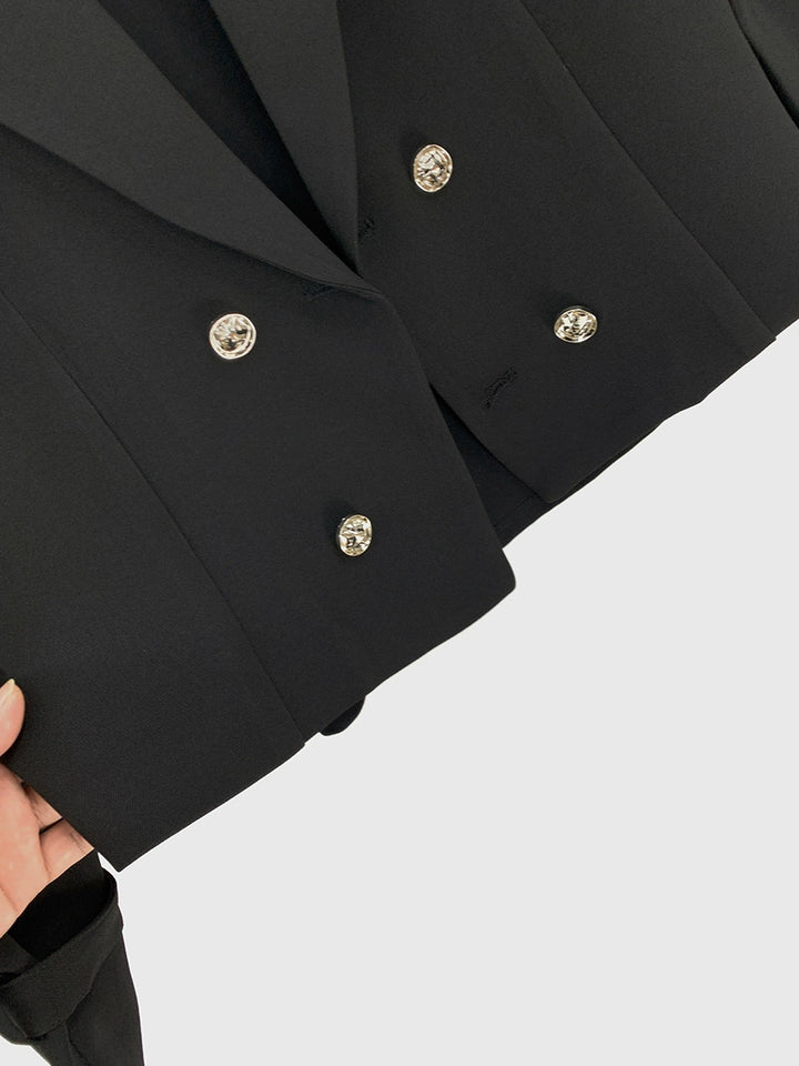 Metal Rivet Double-Breasted Short Suit Jacket