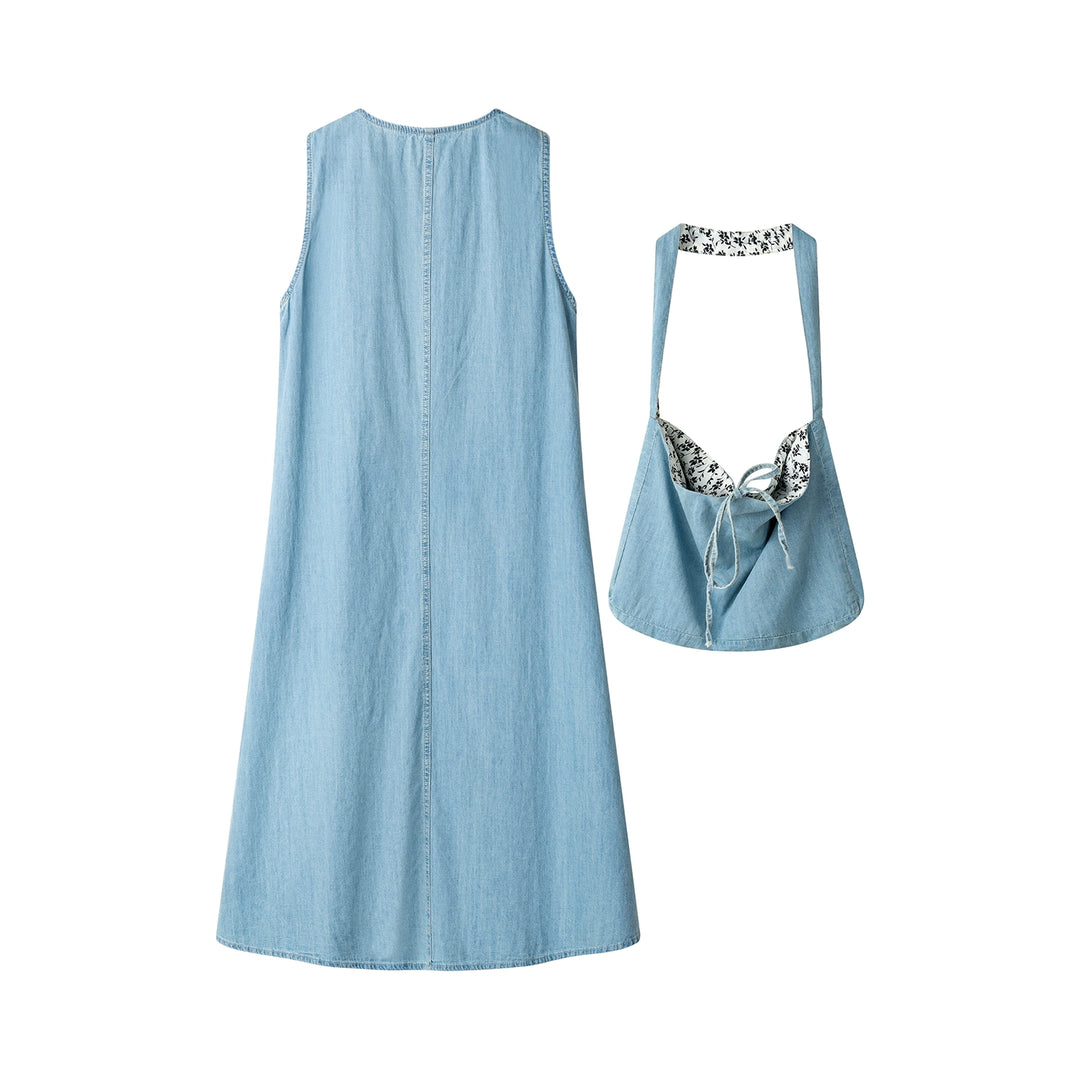 Sleeveless Denim Dress with Pockets