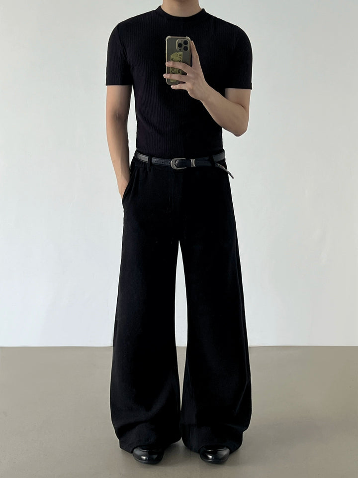 Flared Textured Drapey Sweatpants
