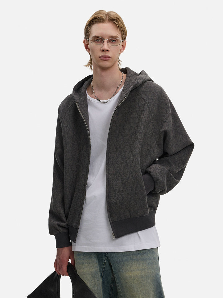 Struktureret lynlås hættetrøje