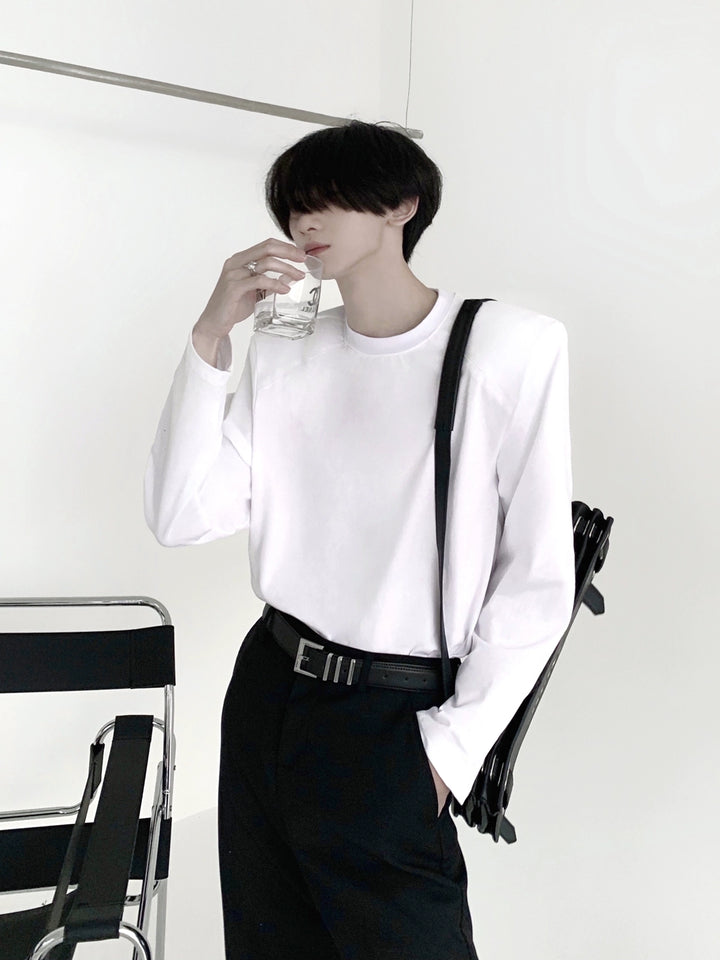 Shoulder Pad Long Sleeve Pullover