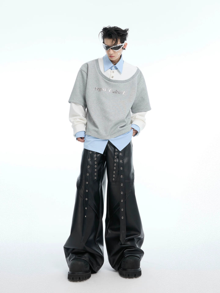 Oversized contrast stitching sweatshirt top