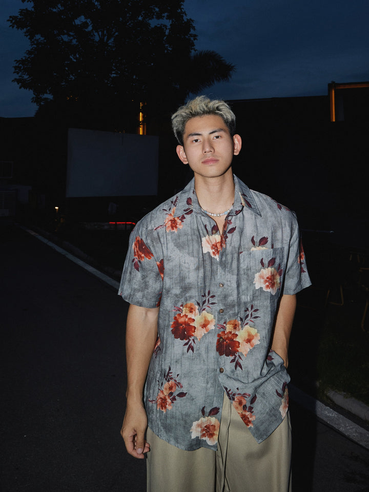 Loose Short Sleeve Floral Shirt