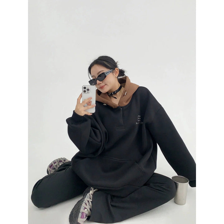 Plush Contrast Stitch Hoodie