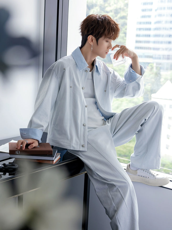 Denim Suit Jacket and Pants Set