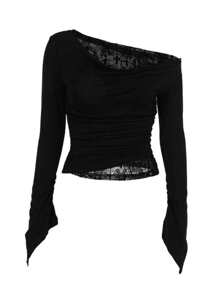 Gothic Mesh Panel Long Sleeve Turtleneck