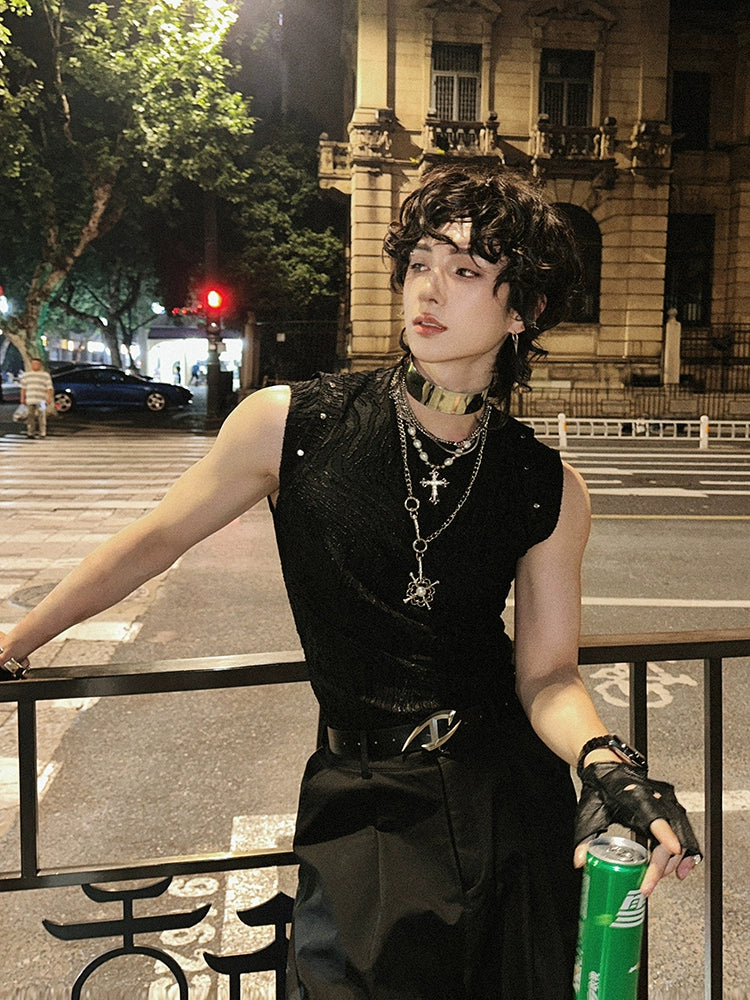 Textured Sleeveless High Street Fashion Vest