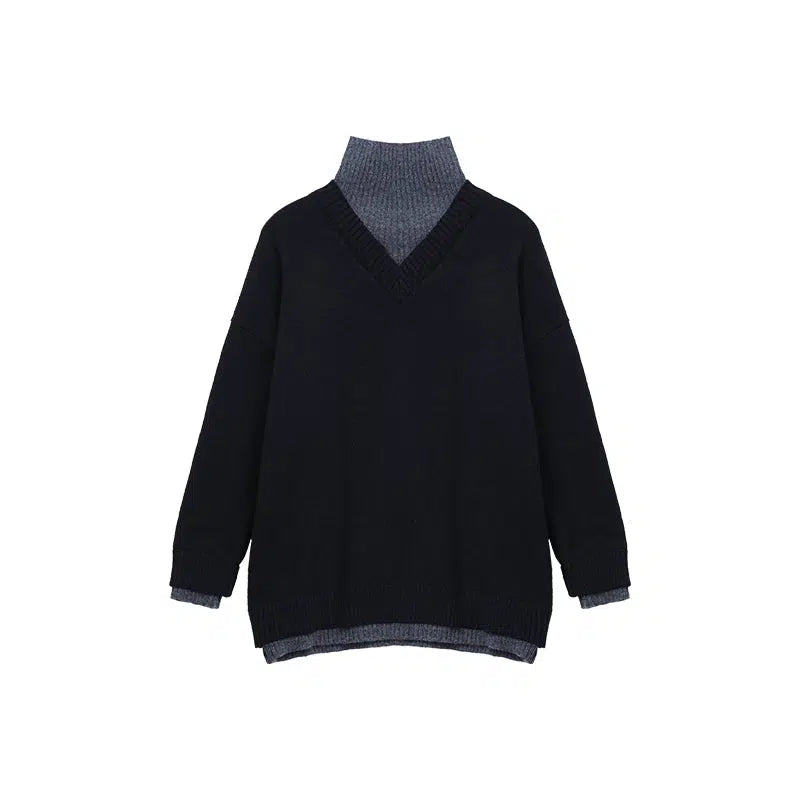 High-Neck Two-piece Knit Sweater