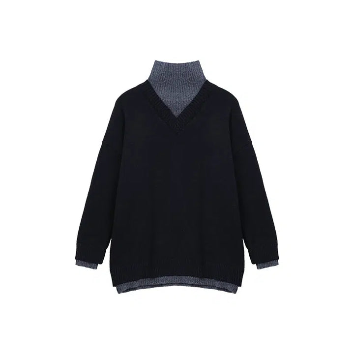 High-Neck Two-piece Knit Sweater