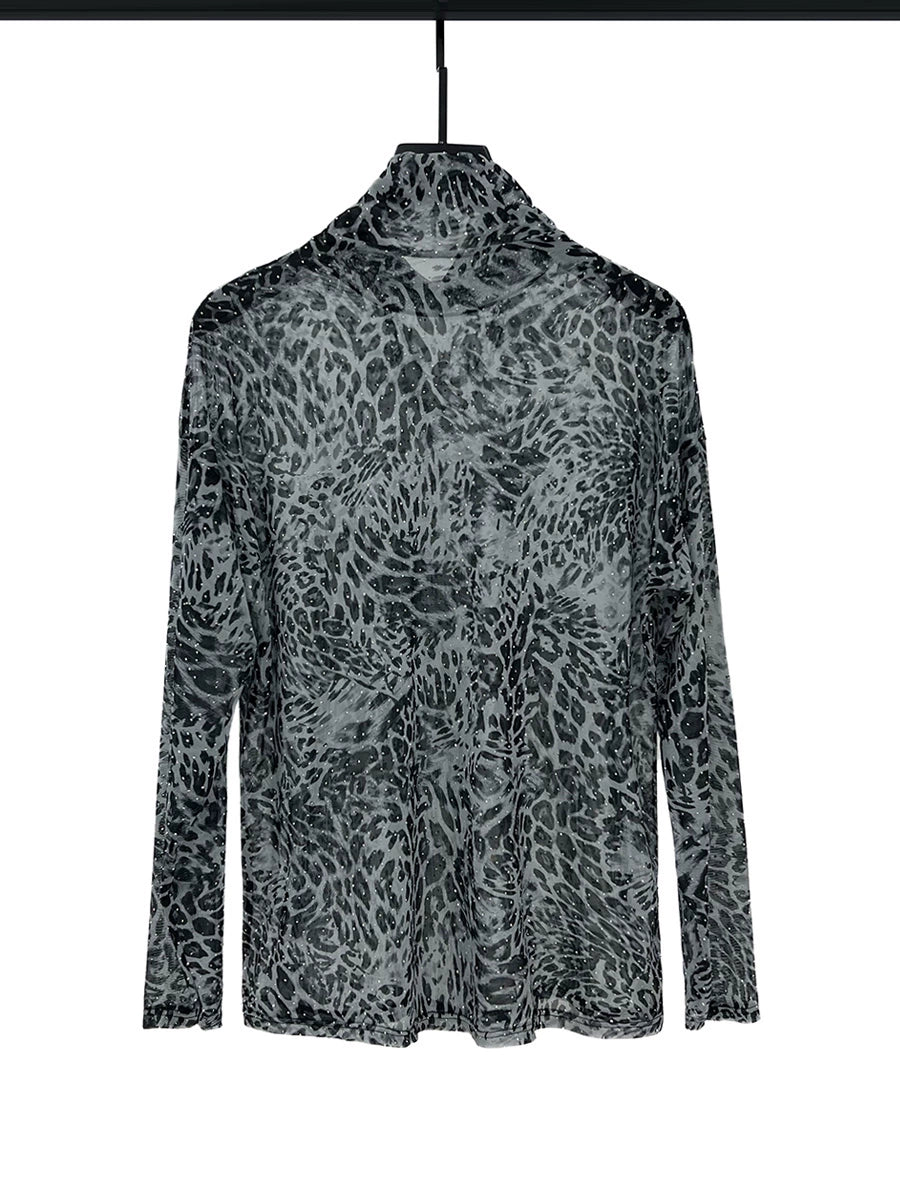 Mesh Leopard Print Quick-Drying Pullover