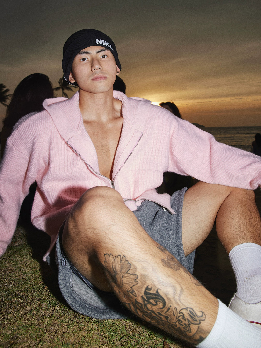 Hooded Zip Up Knitted Cardigan