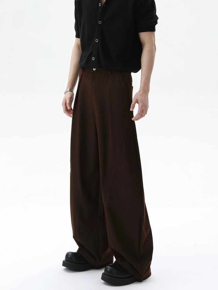 Pantalones Casual de Drapé Deconstruido de Pierna Ancha