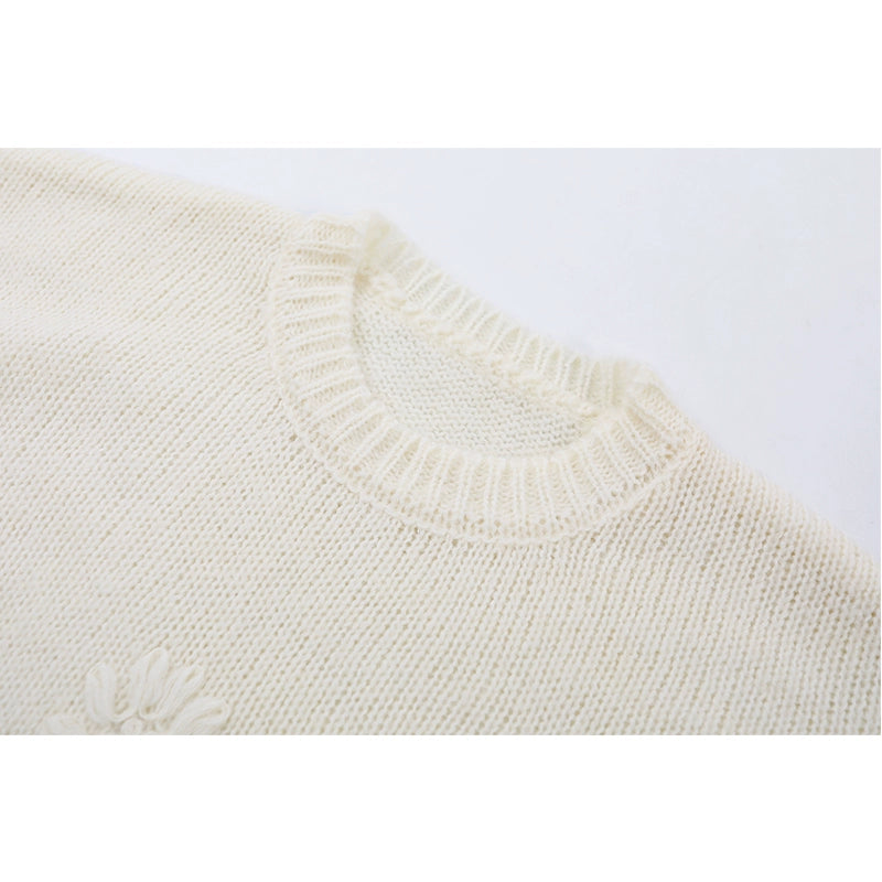 Alpaca Wol Bloemen Gebreide Trui Pullover