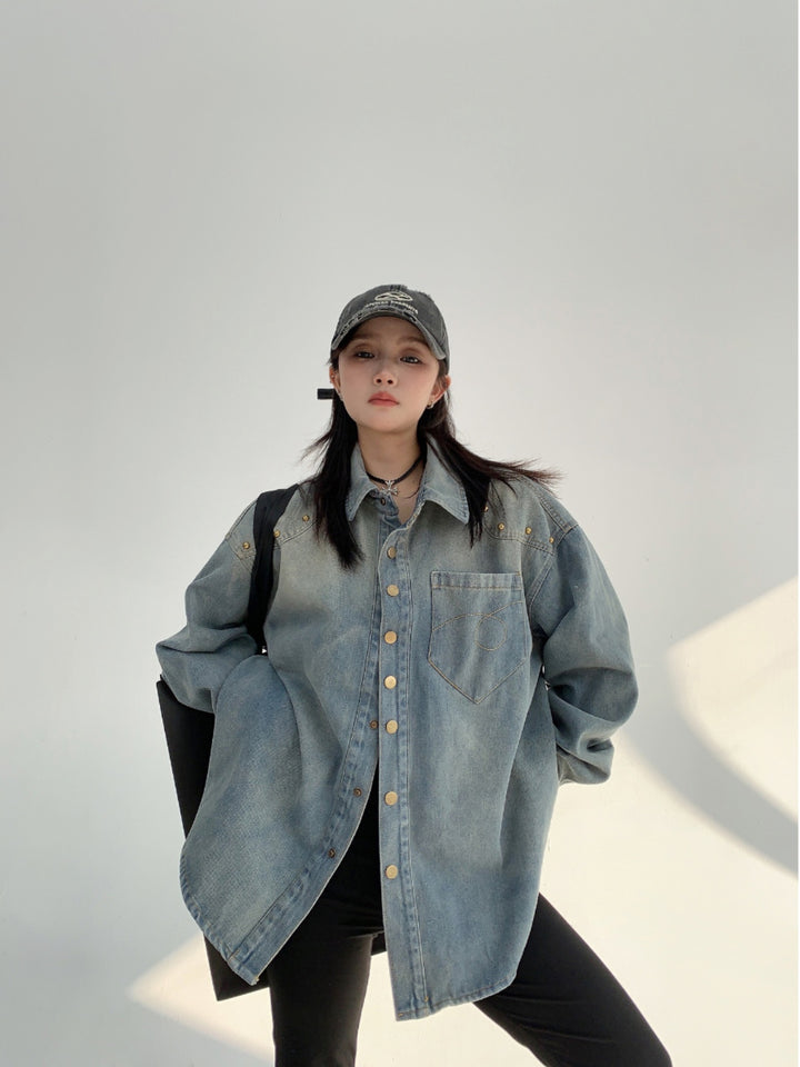 Rivet Long Sleeve Denim Shirt