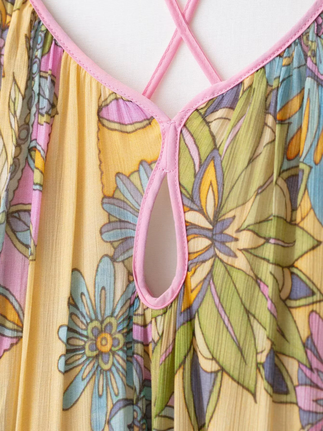 フローラルプリントカジュアルサスペンダーロングドレス