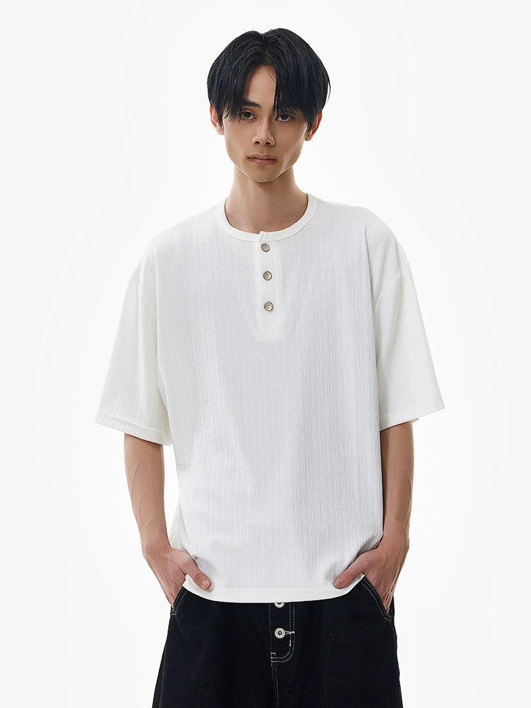 Henley Collar Short Sleeve Pullover