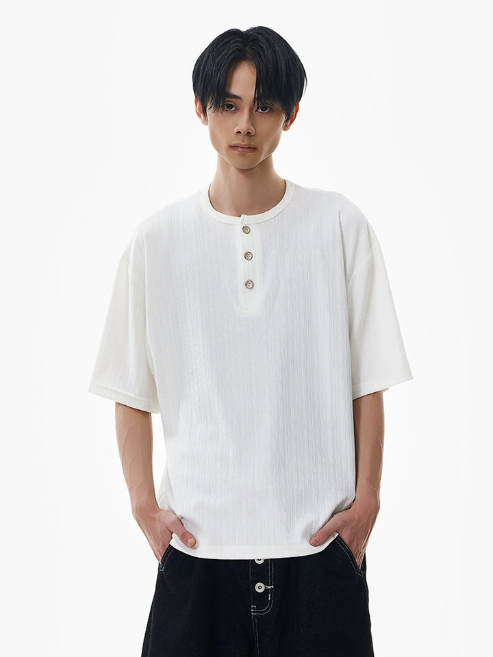 Henley Collar Short Sleeve Pullover