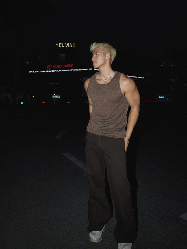 Retro Slim Fit Sleeveless Muscle Vest