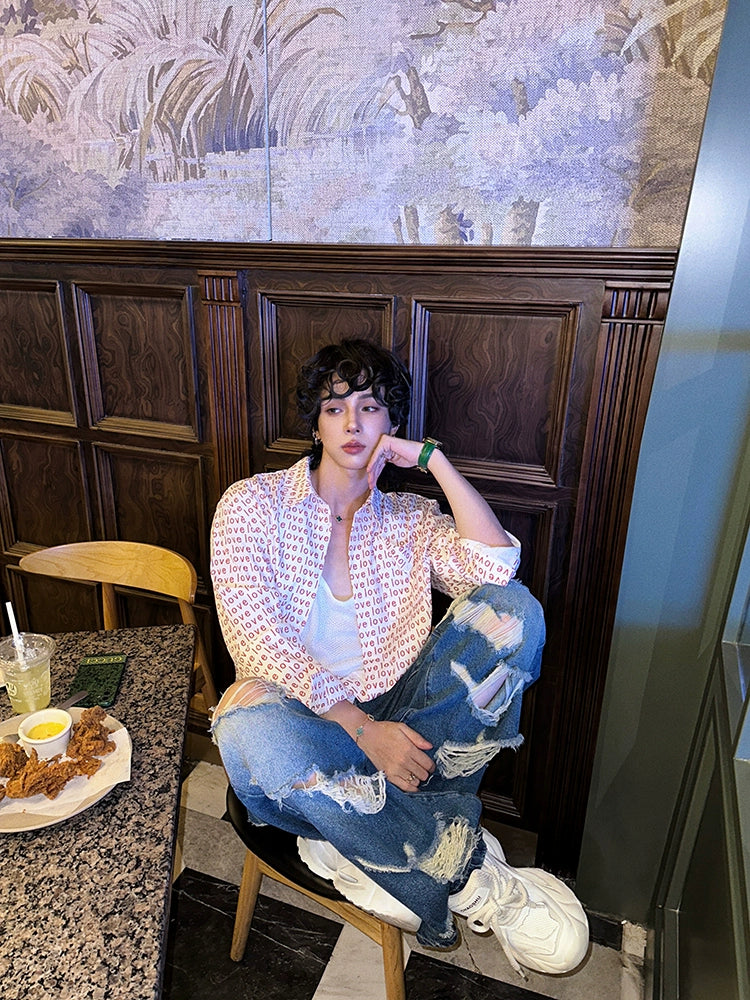 Short Sleeve Loose Fit Print Shirt