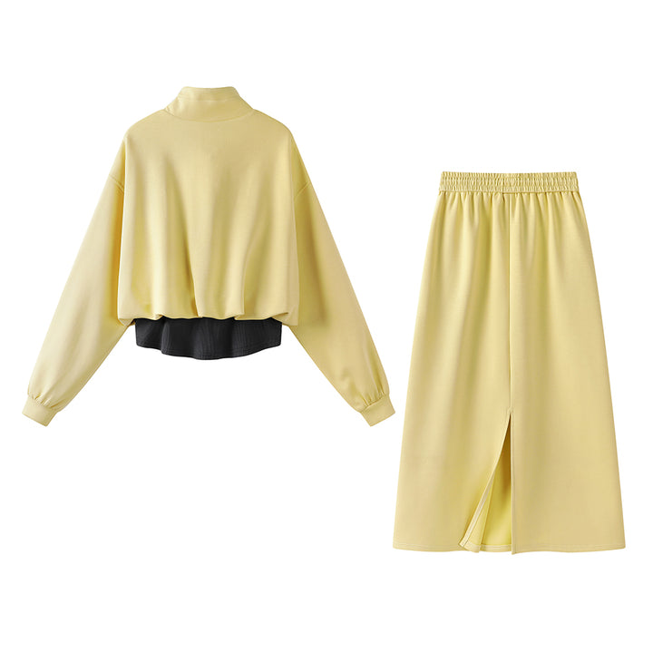 Half-Zip Sweatshirt and Skirt