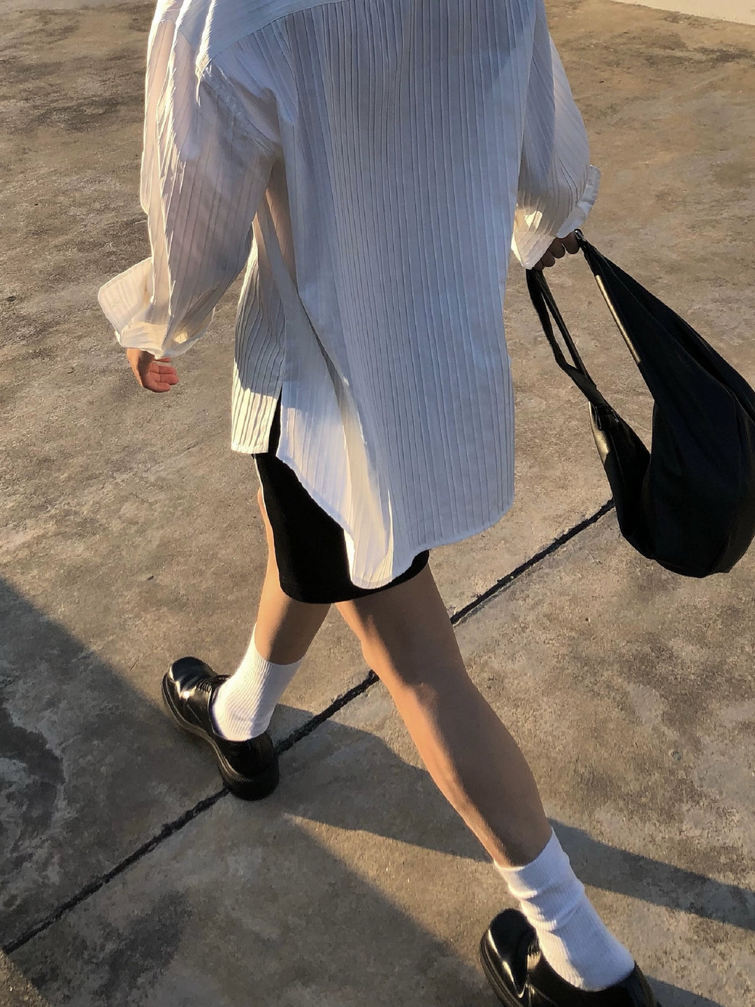 Loose Striped Lace-Up Shirt