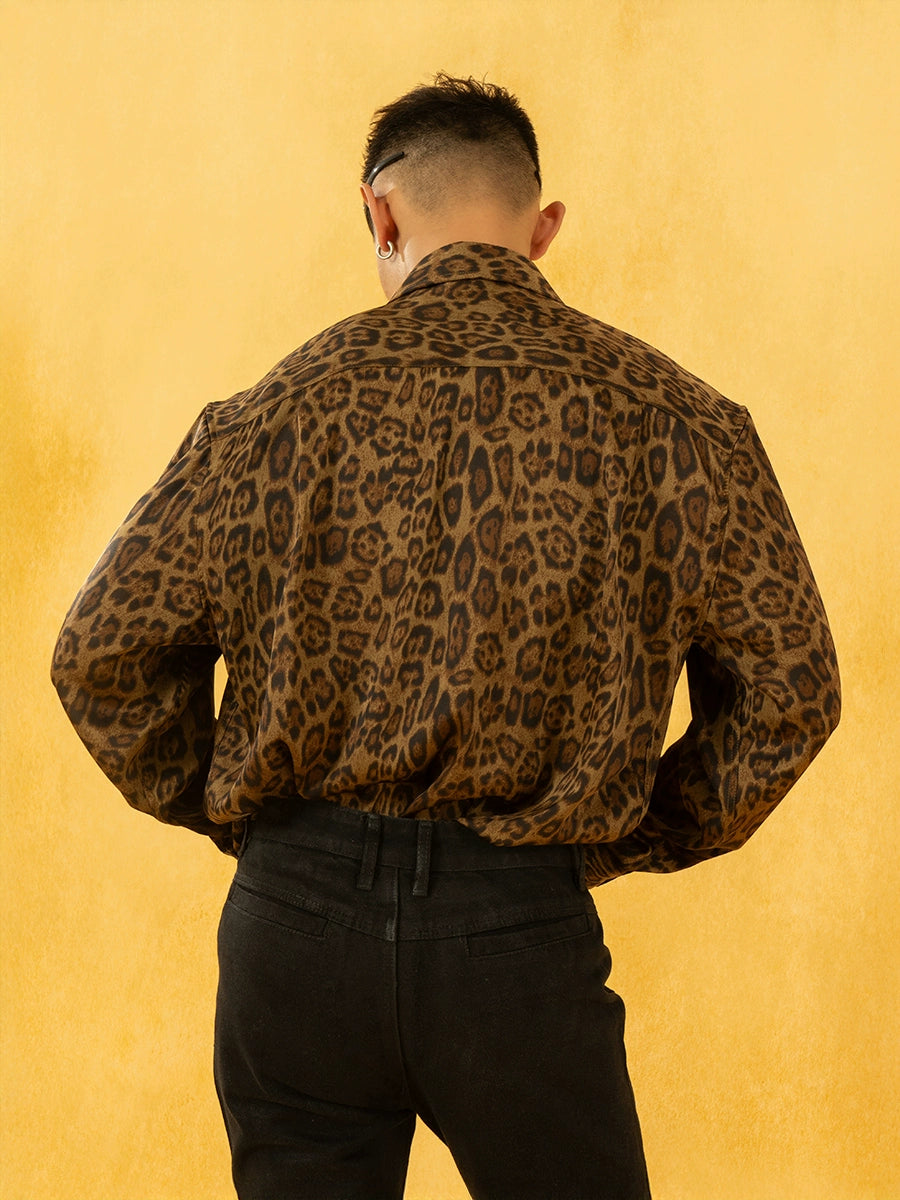 Leopard Print Long Sleeve Loose Shirt