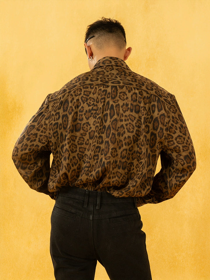 Leopard Print Long Sleeve Loose Shirt
