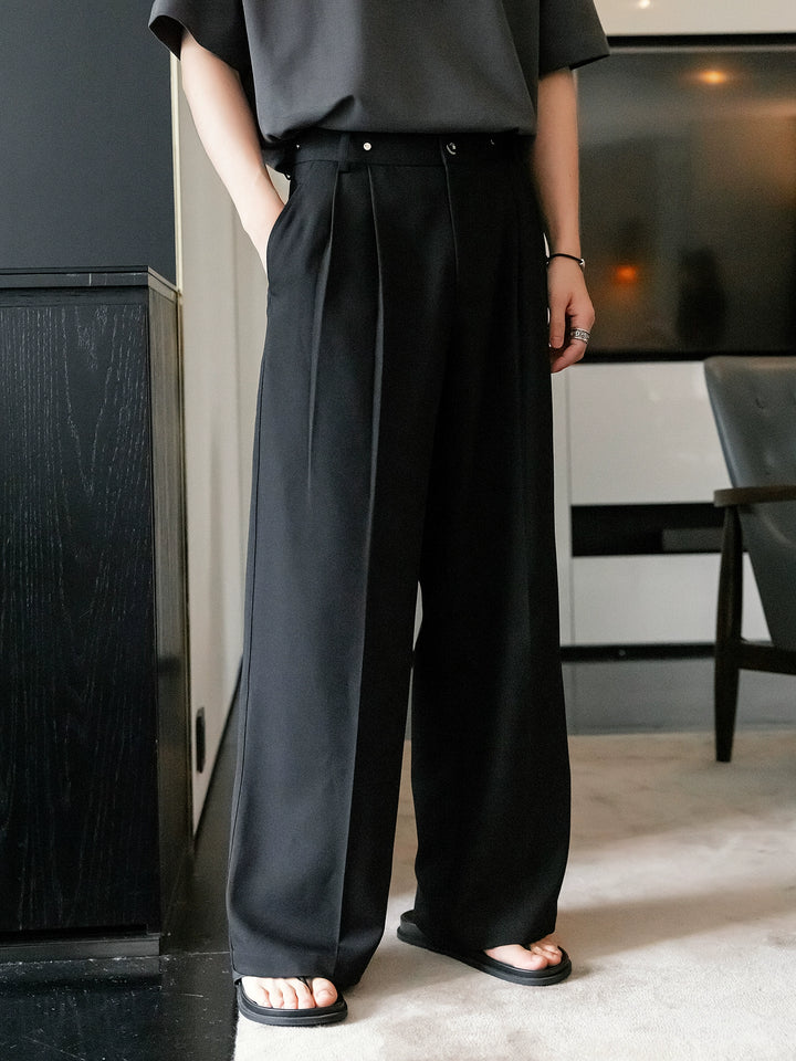 Wide-Leg Metal Rivet Casual Pants