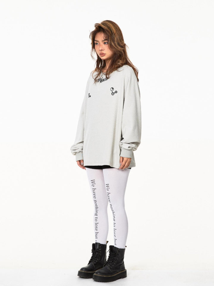 Mesh Letter Print Long-Sleeve Sweatshirt