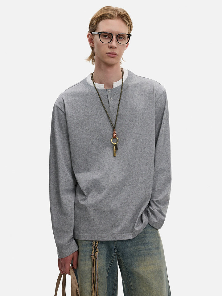 Henley Krave Langærmet Lagdelt Pullover
