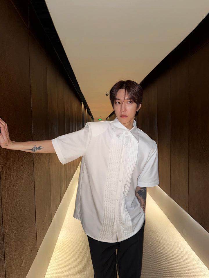 Pleated Short Sleeve Shirt