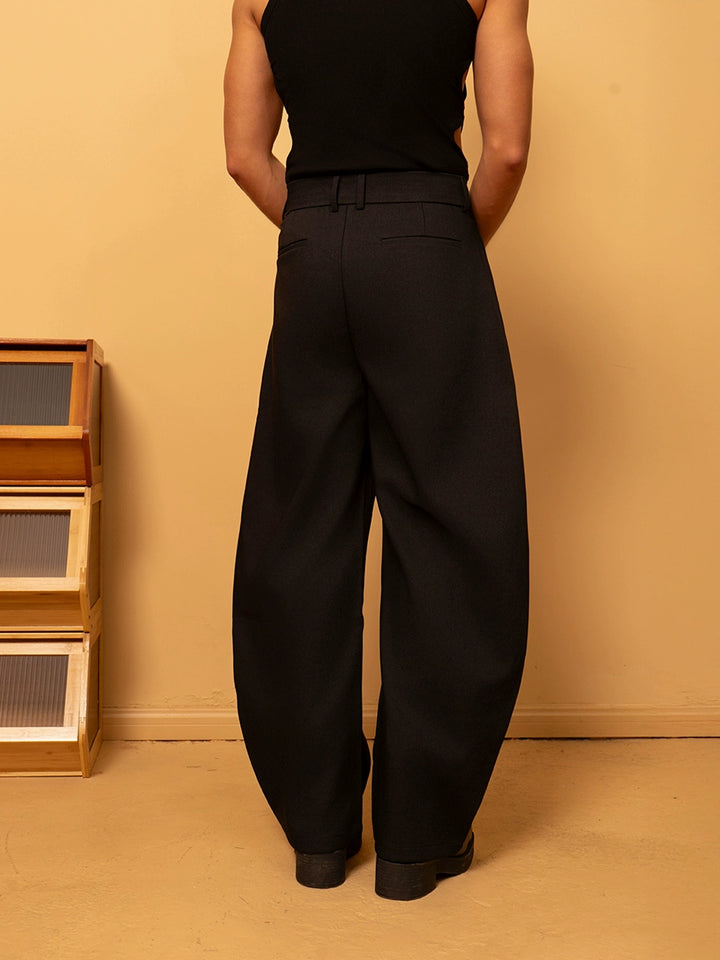 Wide-Leg Pleated Drape Casual Pants