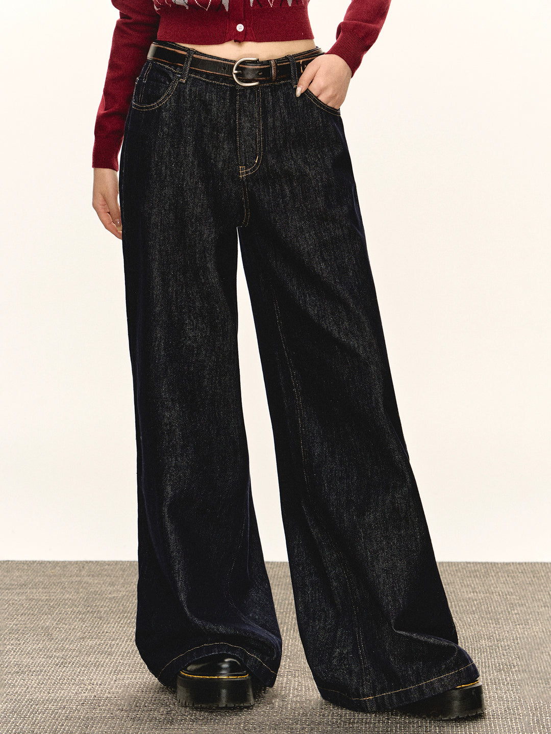 Retro Washed Wide Leg Jeans Pants