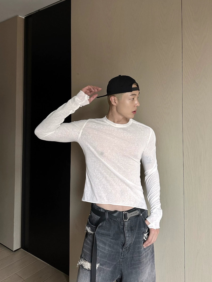 Sheer Slim Fit Long Sleeve Pullover