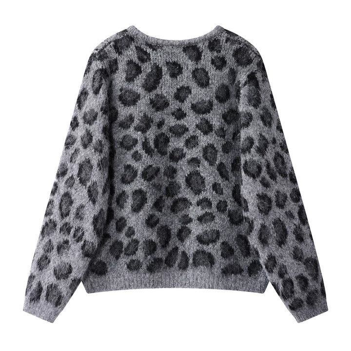 Leopard Print V-Neck Knit Sweater
