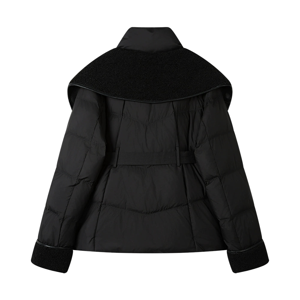 מעיל פוך עם כובע צמר כבשה