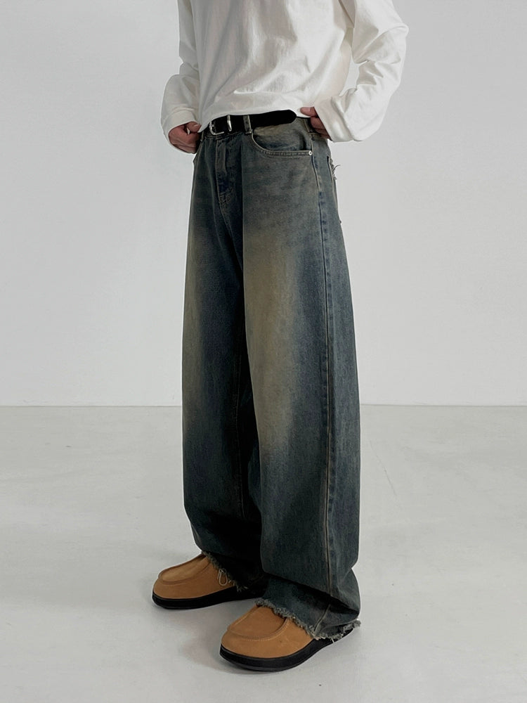 Distressed Loose Fit Washed Jeans Pants