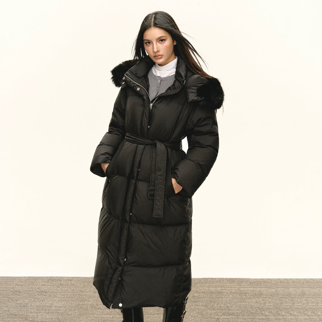 Belted Down Jacket Long Coat