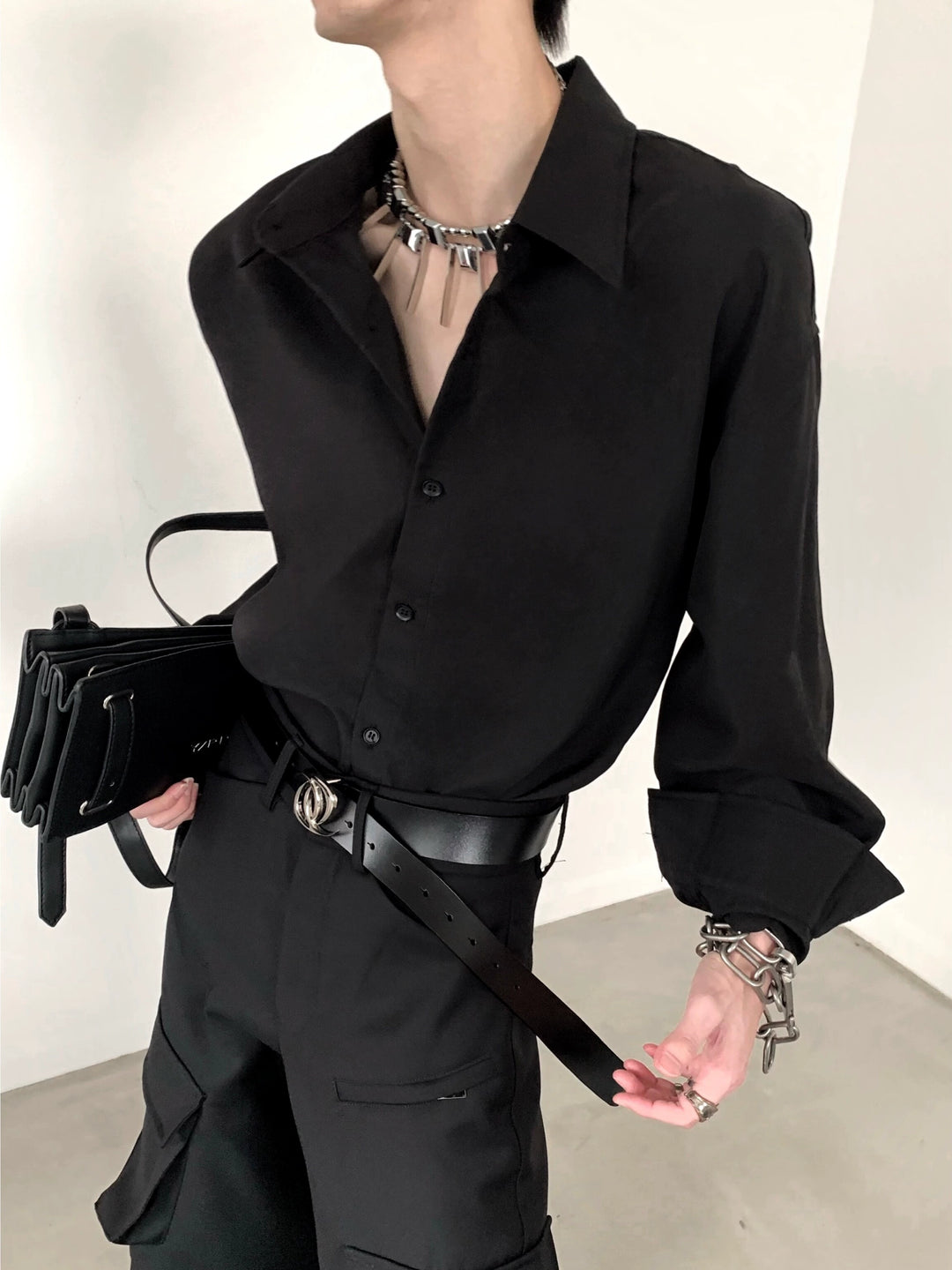 Loose Fit Long Sleeve Button Up Shirt