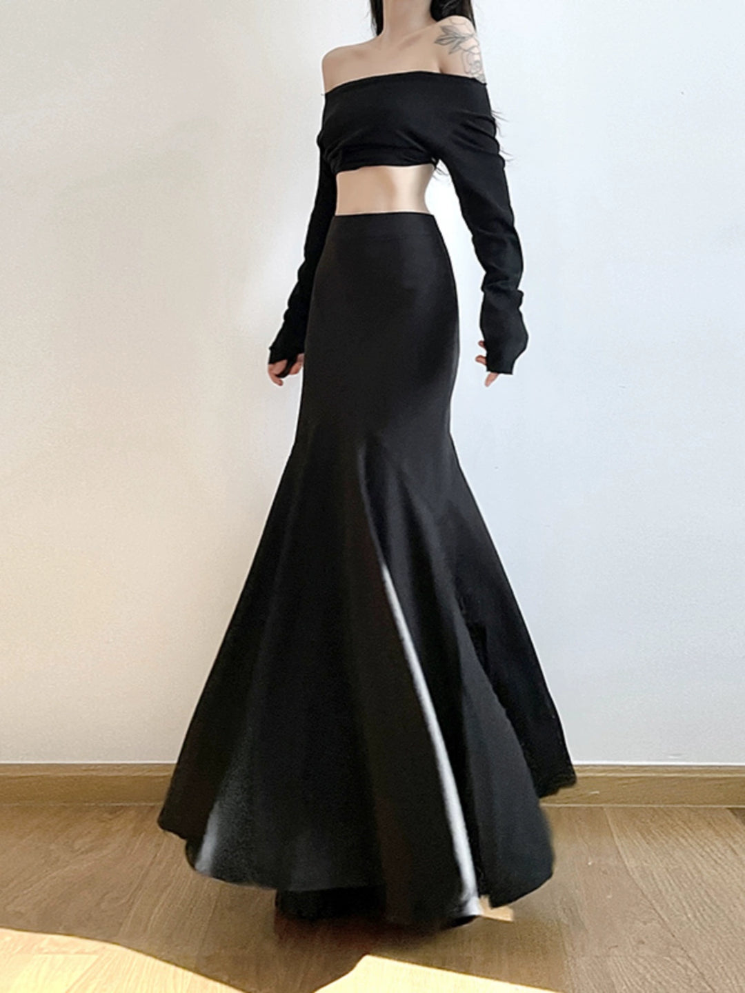 High Waist Slim Fit Fishtail Skirt