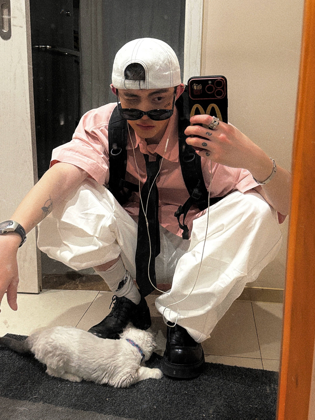 Pink Oversized Short Sleeve Shirt