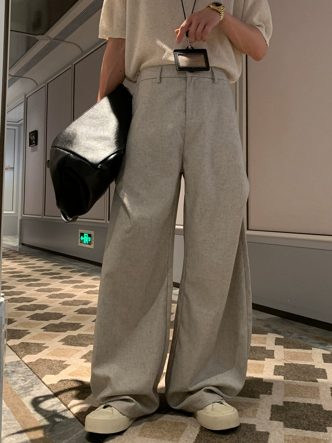 Linen Wide-Leg Casual Straight Pants