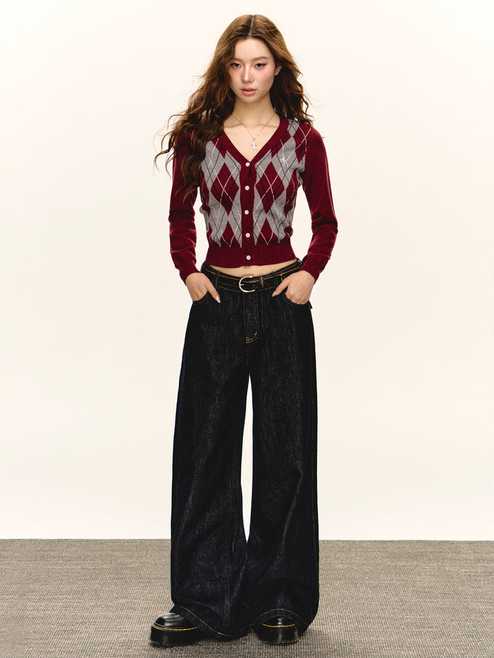 Retro Washed Wide Leg Jeans Pants