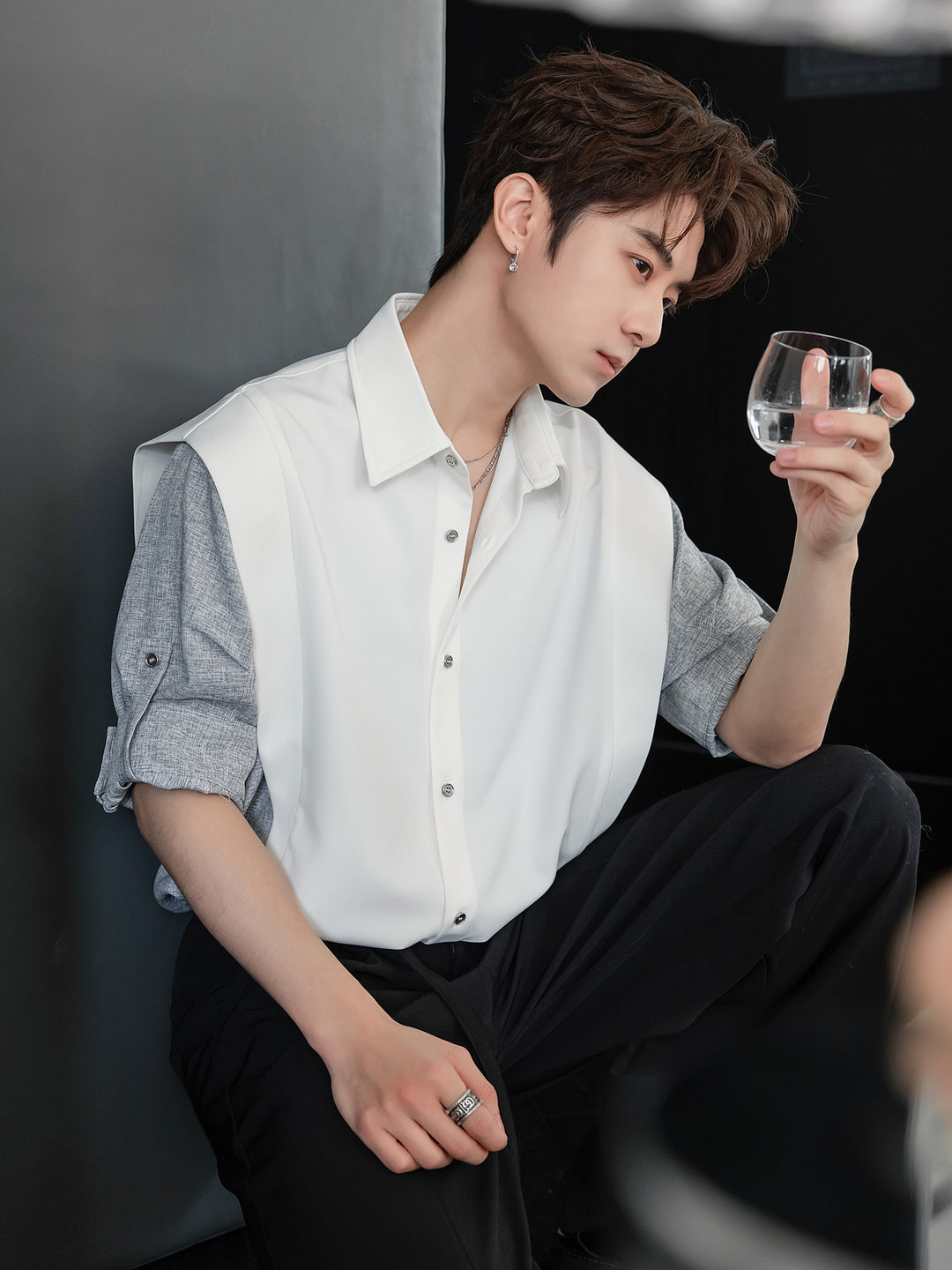 Colorblock Button-Down Shirt