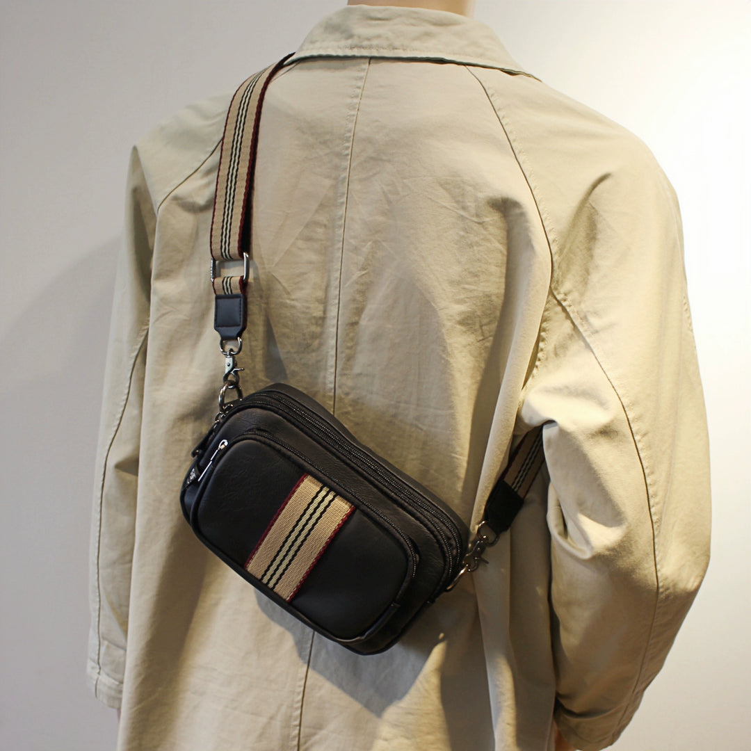 Striped Multi-pocket Crossbody Bag