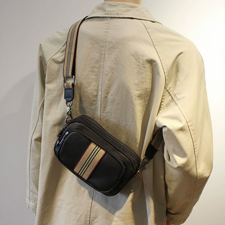Striped Multi-pocket Crossbody Bag
