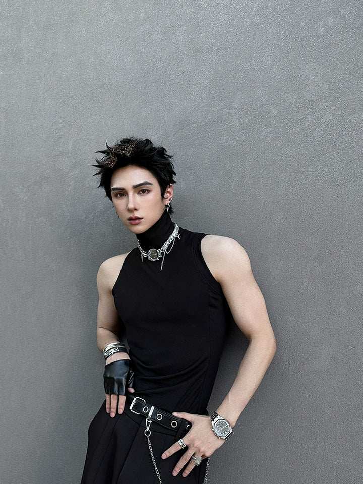 Sleeveless Mock Neck Fashion Vest