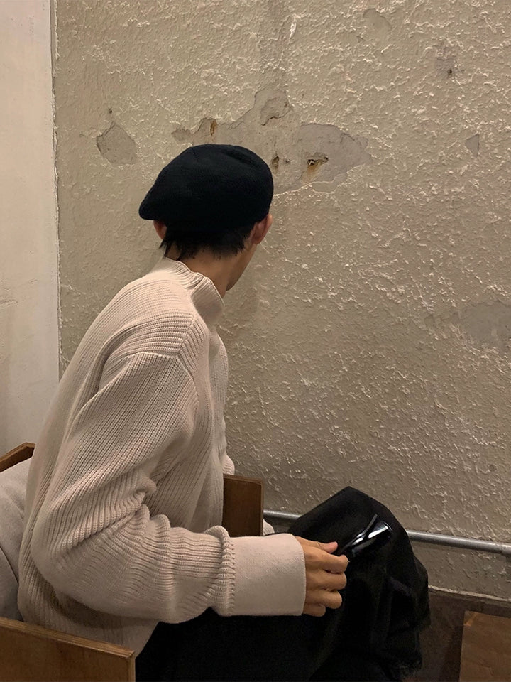 Oblique Shoulder Loose Knit Sweater